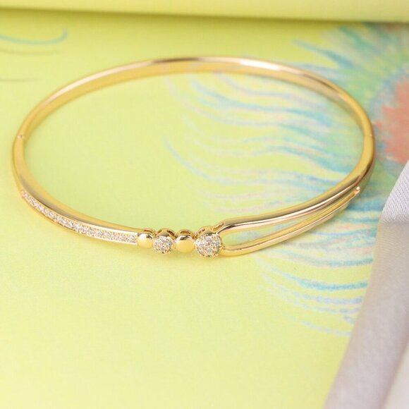 Radiant Rose Gold Bangle with Pave & Beaded Detailing, XPBL0416 - Picture 2 of 12